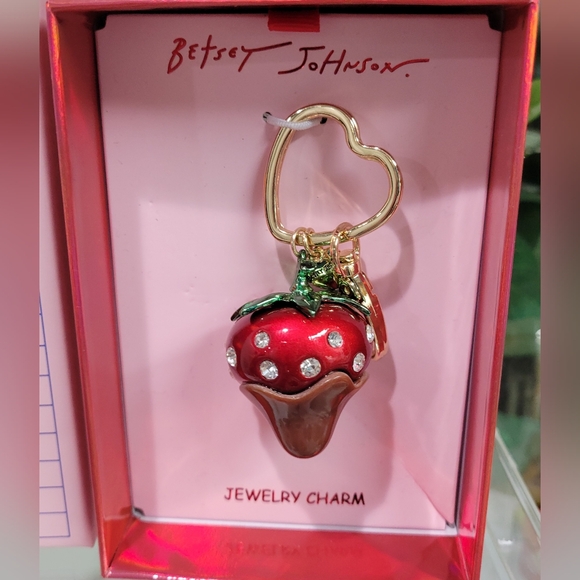 Betsey Johnson Handbags - BETSEY JOHNSON LUSCIOUS STRAWBERRY BLING BAG CHARM KEYCHAIN